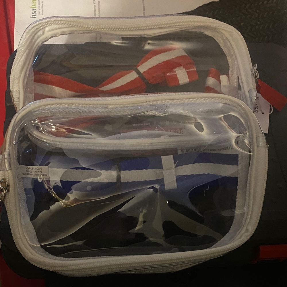 Clear Double Compartment Bag with White Trim